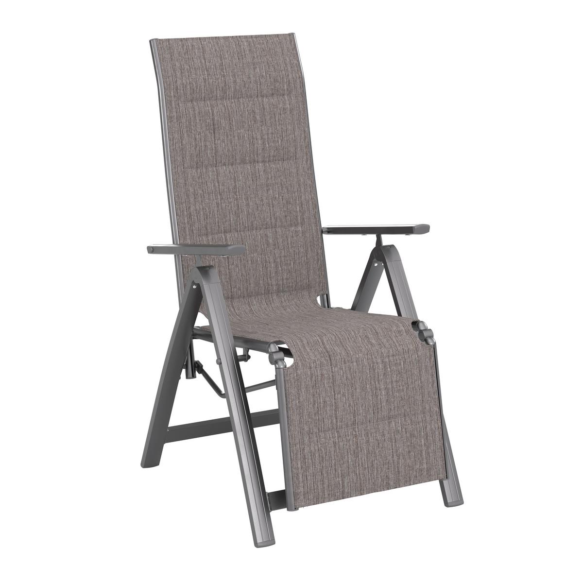 Gartensessel Klappbar Verena Aluminium, Textil - Dunkelgrau, MODERN, Textil/Metall (57/113/68cm) - Beldano