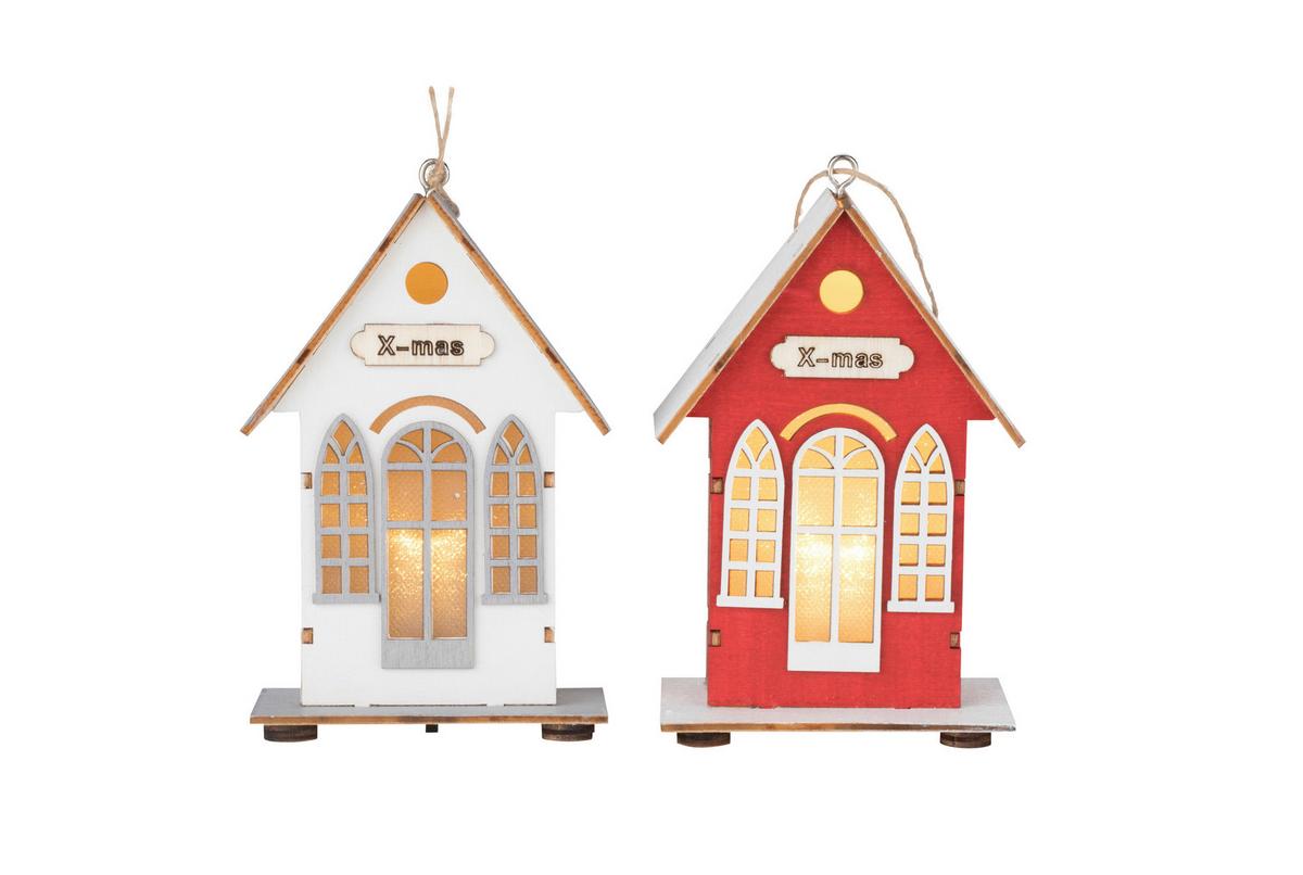 LED-Dekoleuchte Baldur - Rot/Weiß, ROMANTIK / LANDHAUS, Holz (8/5/13cm) - James Wood