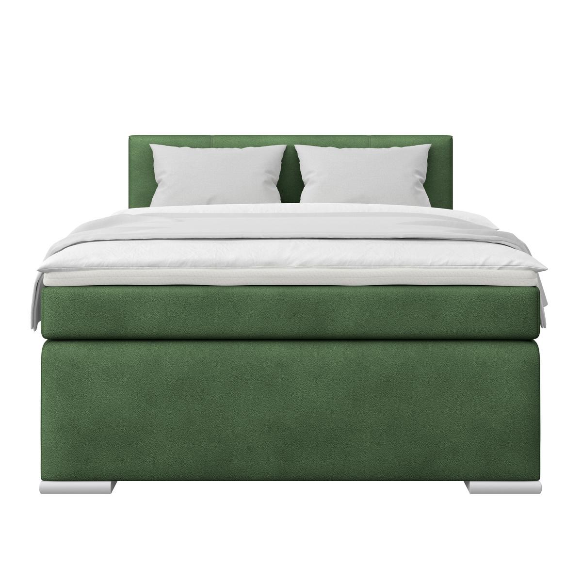 Boxspringbett Mira 1 - Dunkelgrün, Basics, Holz/Kunststoff (120/200cm)