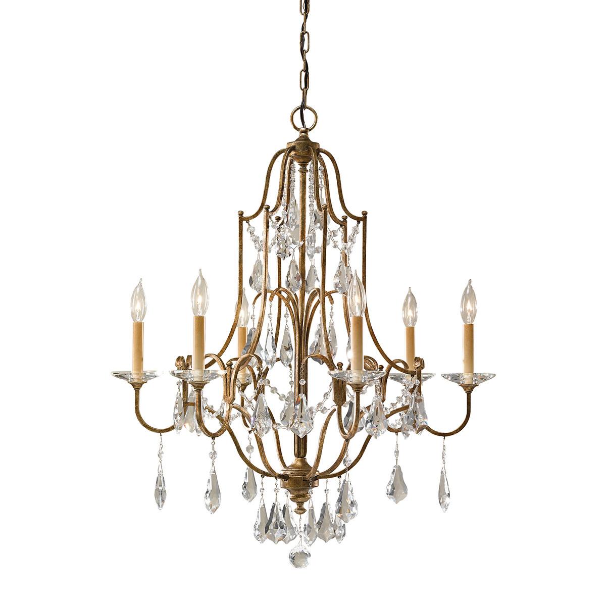 Kronleuchter Fe-Valentina H: 102,2 cm 6-Flammig - Bronzefarben, Natur, Glas/Metall (72.1/102,2cm) - Elstead Lighting
