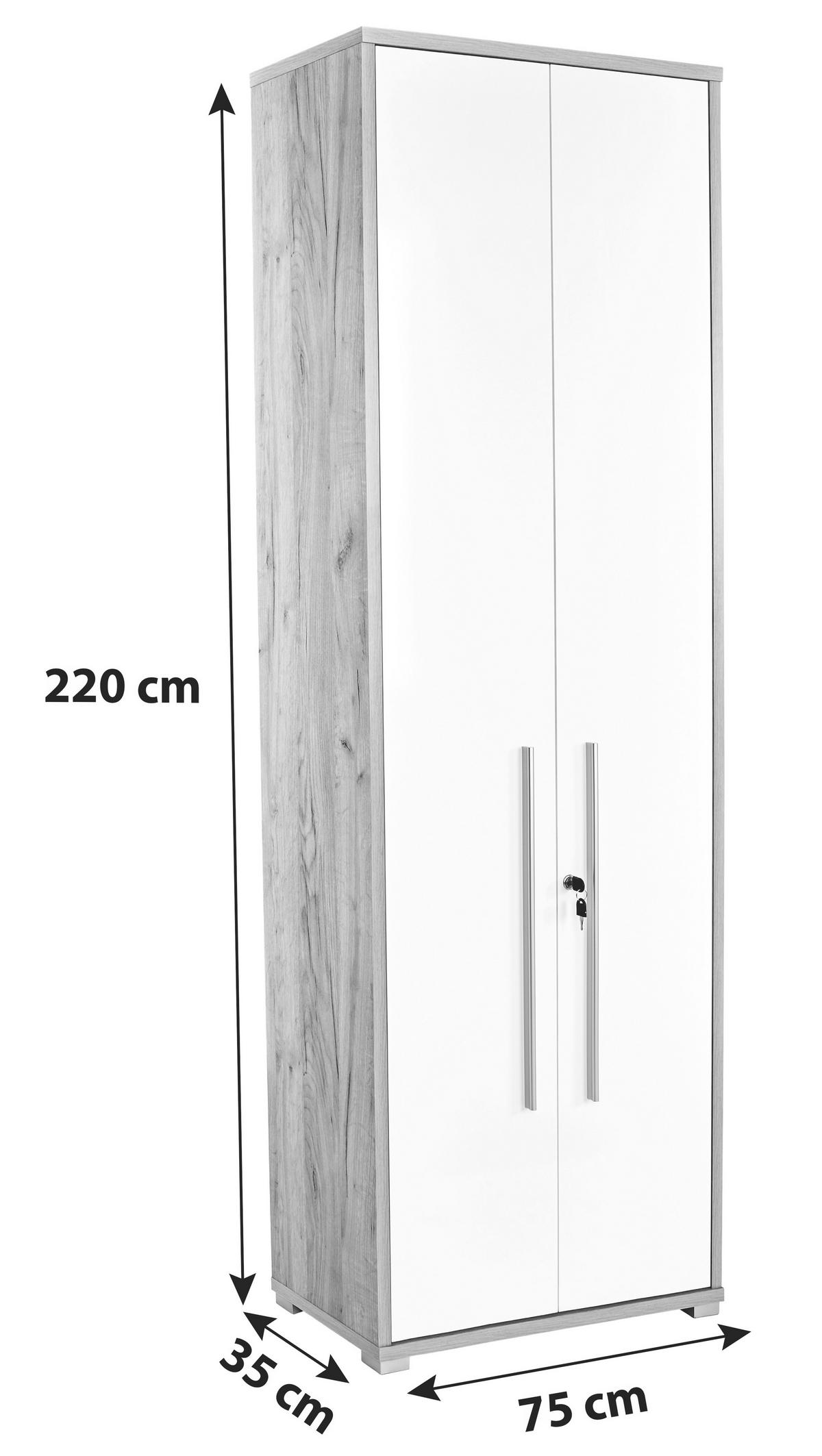 Aktaszekrény Profi - tölgyfa/fehér, Modern, faalapú anyag (75/220/35cm) - Ondega