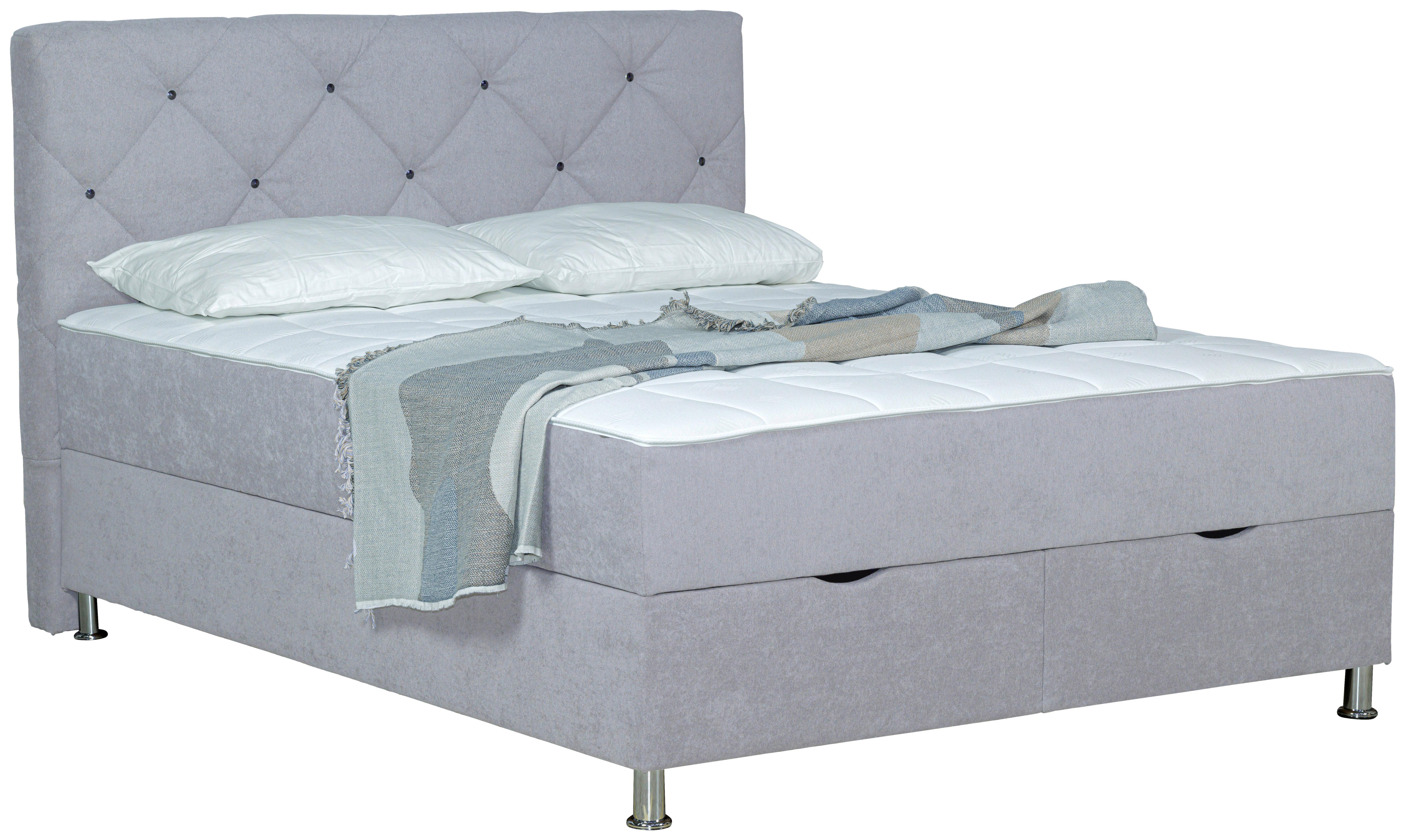 Box-ágy Black Diamond - világosszürke, Design, textil (160/200cm) - Modern Living