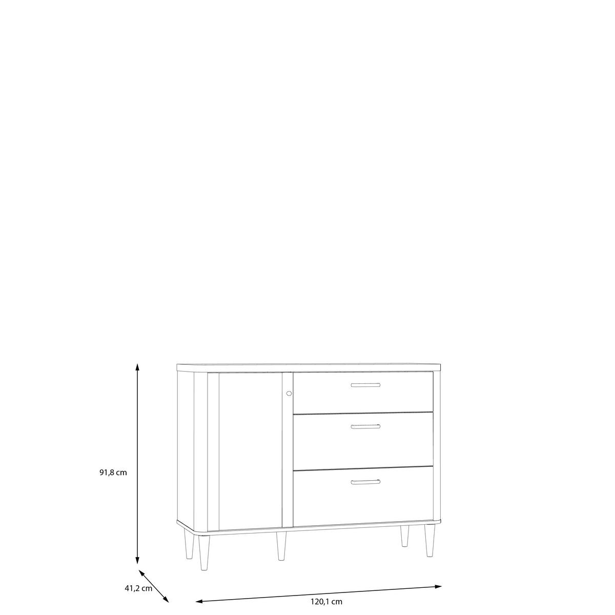 Komoda piesková/dub Valencia - piesková/farba duba, Modern, kompozitné drevo (120,1/91,7/41,2cm)