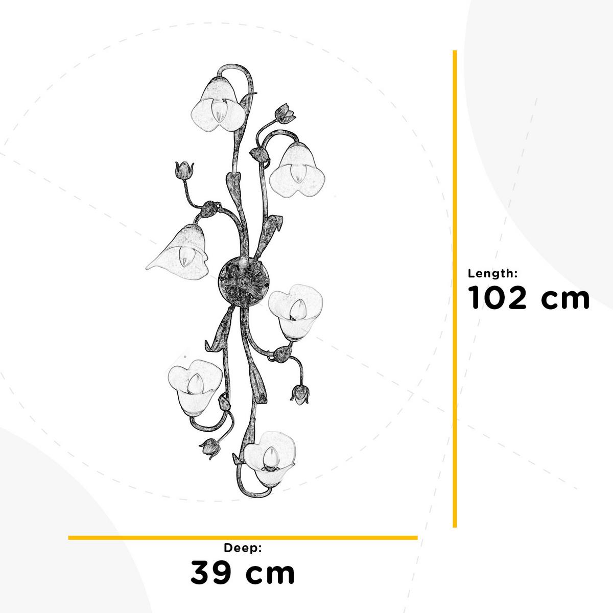 Deckenleuchte 4985/pl6 - Pink/Weiß, KONVENTIONELL, Glas/Metall (39/20/102cm)