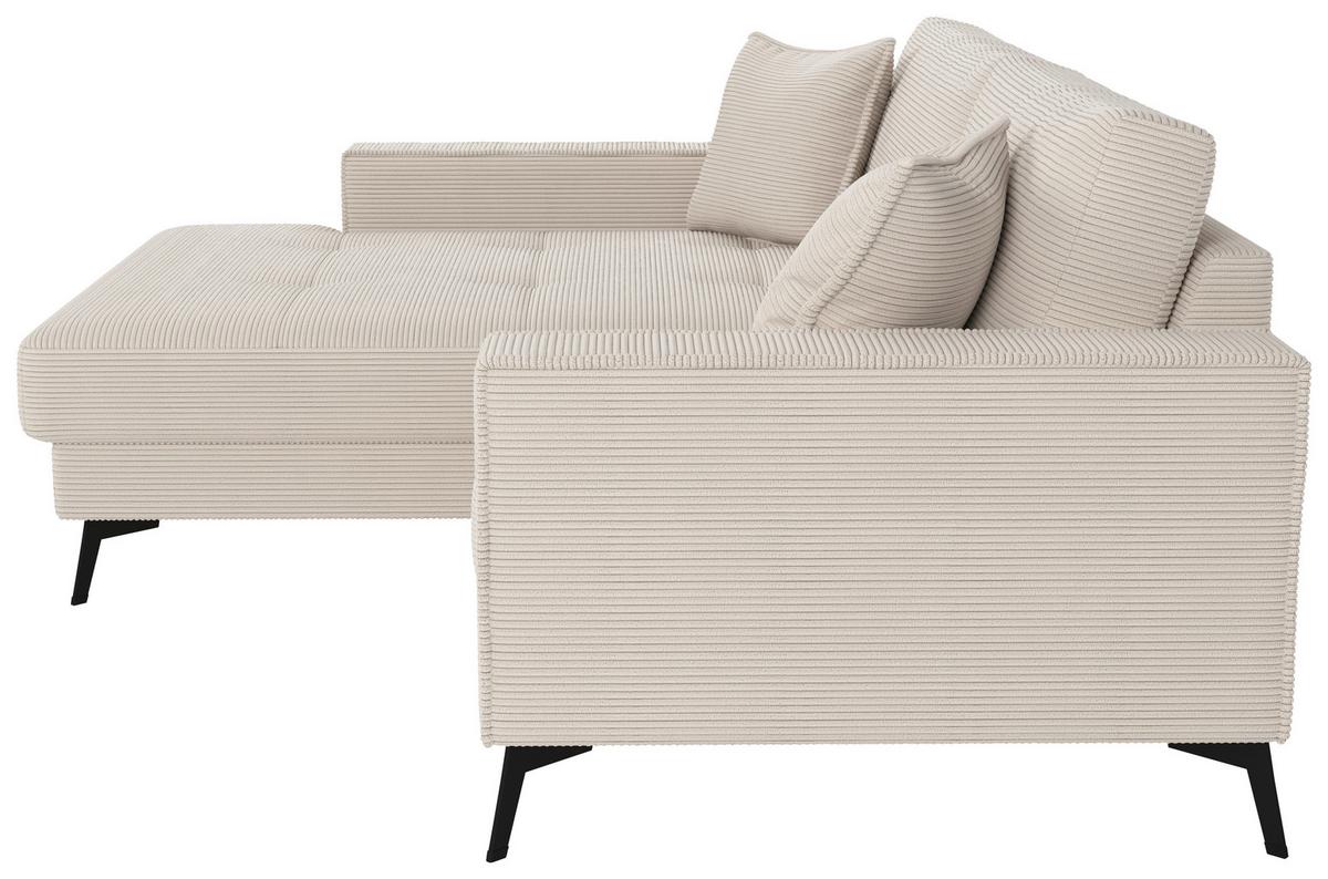 Ecksofa Ted Creme S: 174x228 Cm - Creme/Schwarz, Trend, Textil (174/228cm)