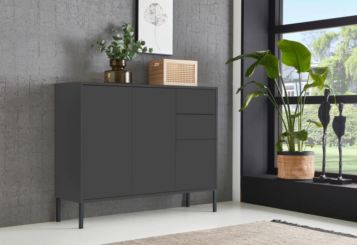 Sideboard Mailand Anthrazit B: 263,5cm - Anthrazit, MODERN, Holzwerkstoff (263,5/86/33cm) - MID.YOU