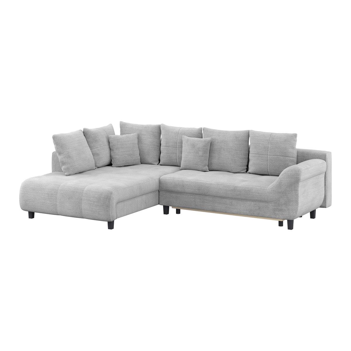 Ecksofa mit Schlaffunktion Mendoza New Chenille 197x309cm - Schwarz/Grau, KONVENTIONELL, Textil (197/309cm) - Ondega