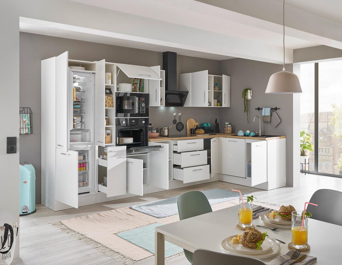 Eckküche Turin Weiss/eiche Dekor 370x175 Cm - Weiß/Eiche Artisan, Basics, Holzwerkstoff (370/175cm) - MID.YOU