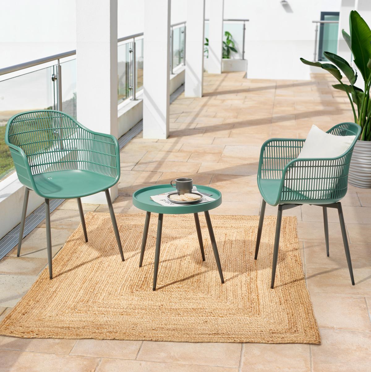 SADA NA BALKON MARIELLA - černá/zelená, Moderní, kov/plast (53/85/63cm) - Modern Living