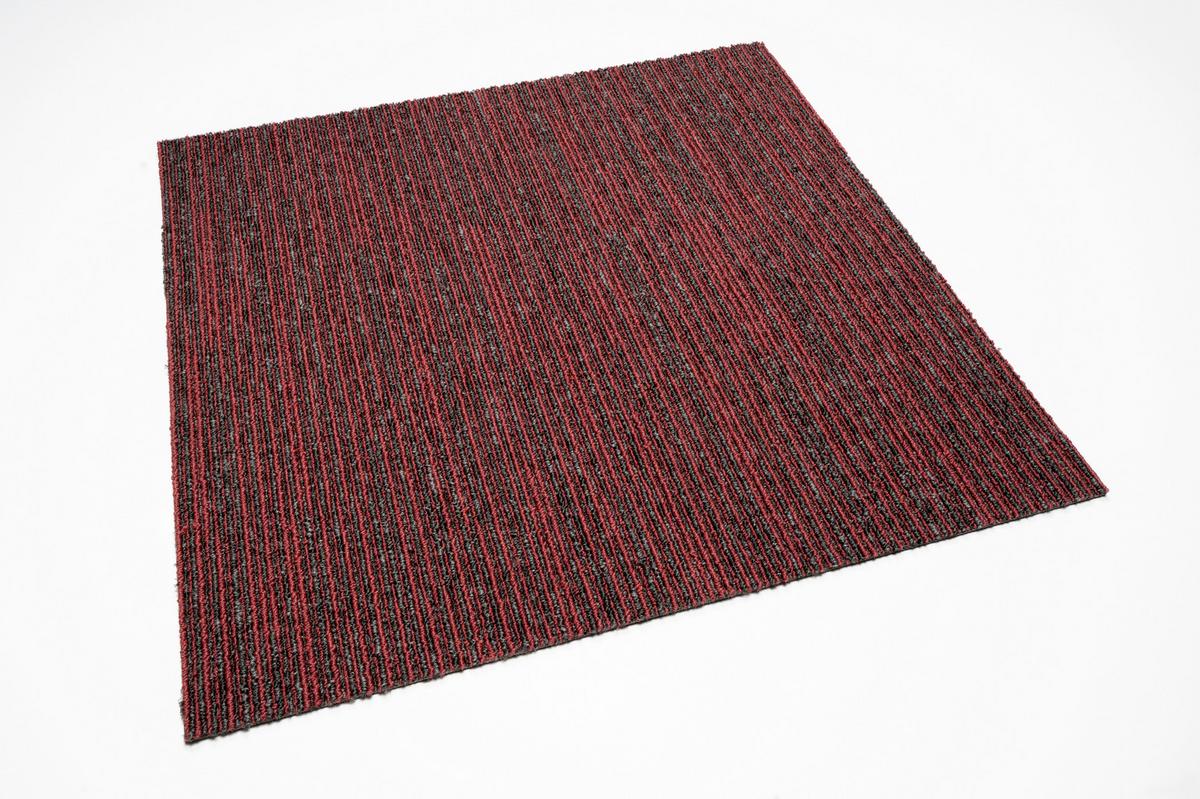 Teppichfliese Grau/Rot Ambition 50x50 cm Florhöhe 3mm - Rot/Grau, Basics, Textil (50/50cm)