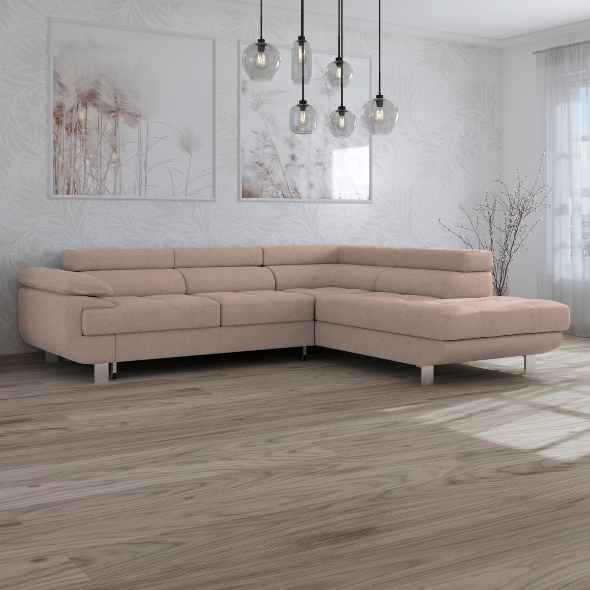 Ecksofa Savona - Beige, MODERN, Textil (270/230cm) - Ondega
