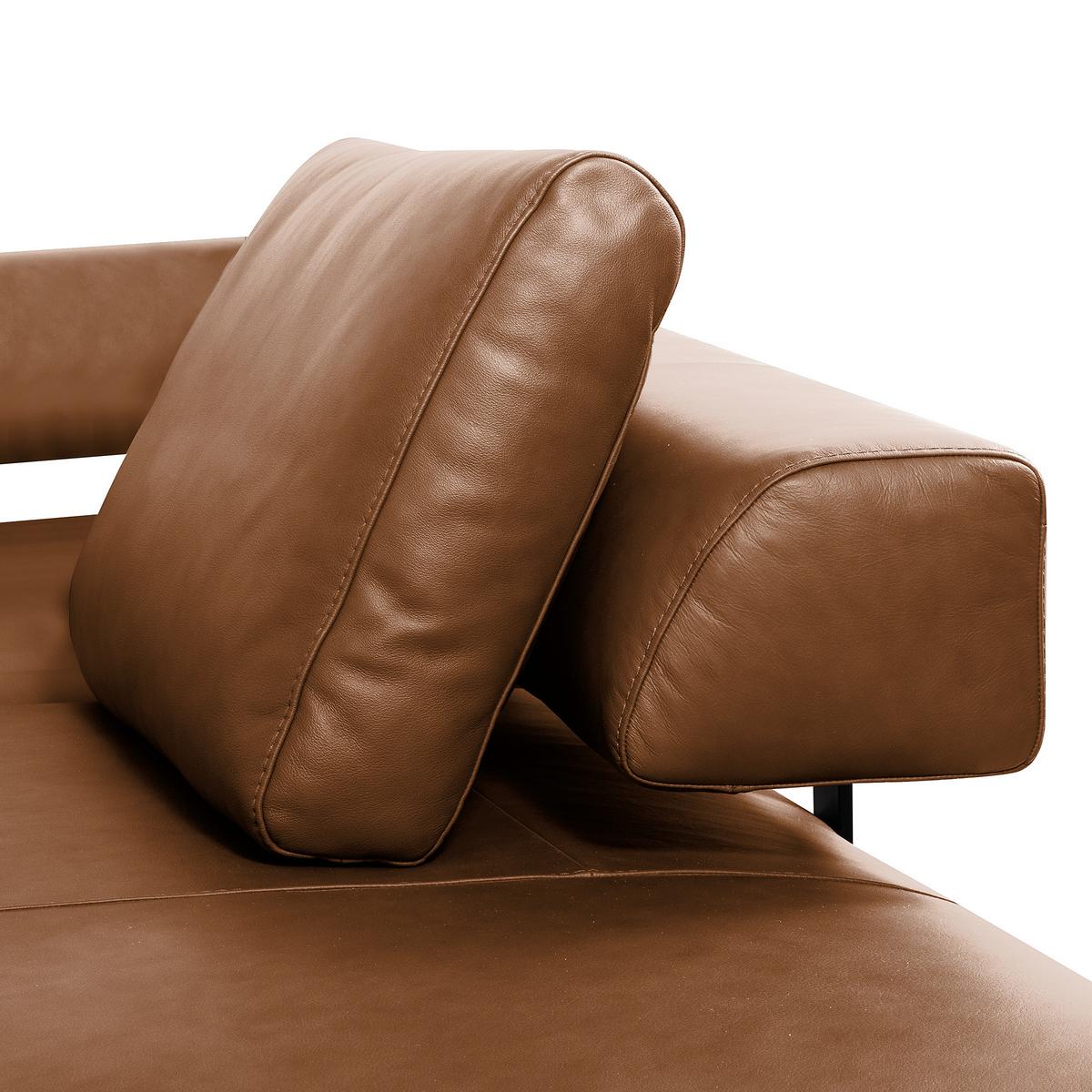 Ecksofa Como Echtleder Cognac 306x237 - Cognac/Schwarz, Design, Leder (306/237cm) - Livetastic