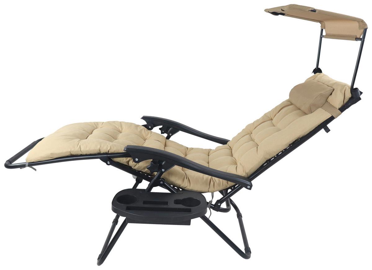 Gartenliege Maltosa Xl Klappbar, Beige - Beige, MODERN, Textil/Metall (64/133/91cm) - Gardenson