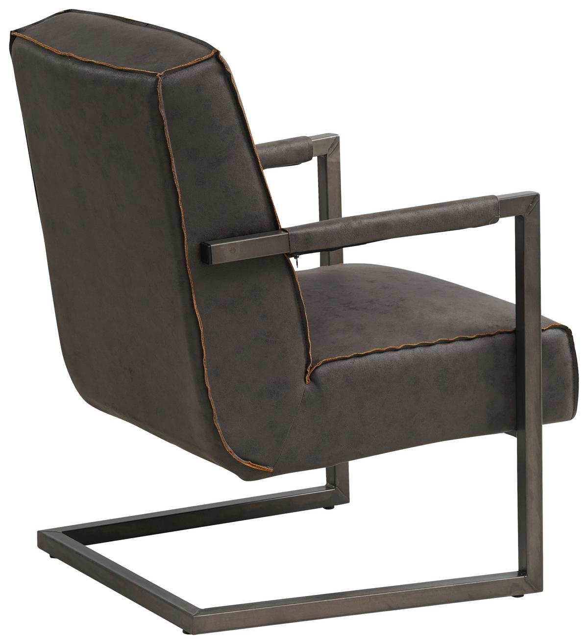 Sessel Tyler - Dunkelgrau/Anthrazit, KONVENTIONELL, Textil/Metall (62/84/70cm) - MID.YOU
