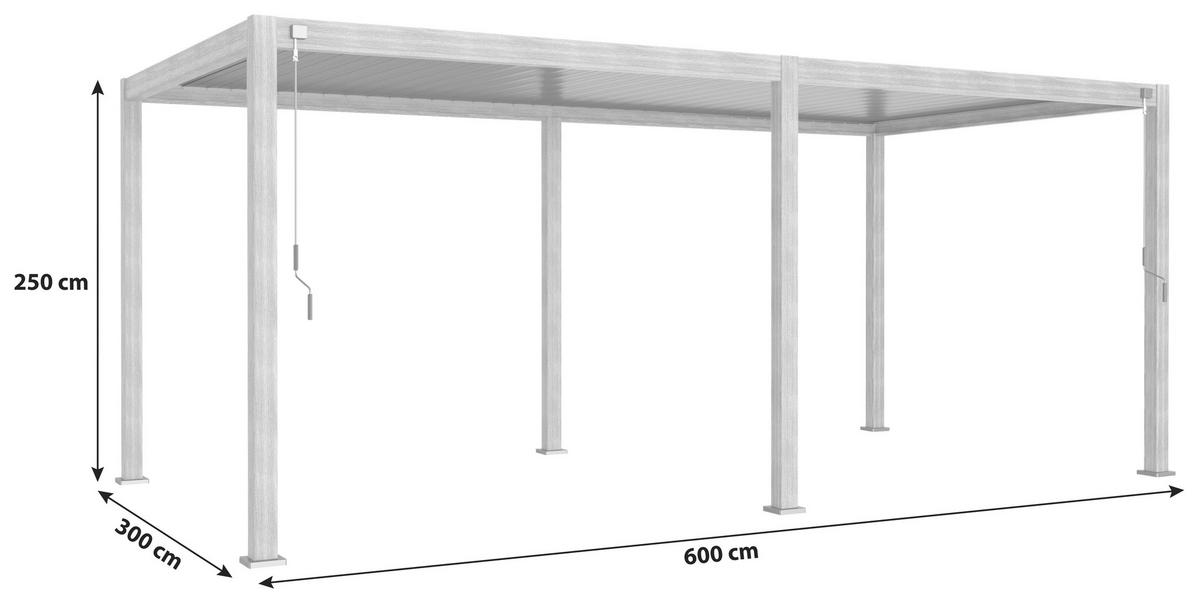Pavillon Mirador 600x300 Cm Wetterfest, Gartenpavillon - Anthrazit/Braun, MODERN, Metall (600/250/300cm) - Gardenson