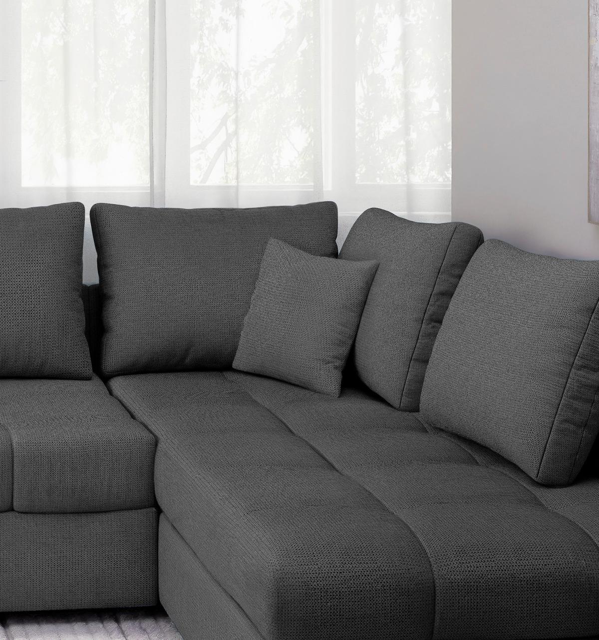 Eckschlafsofa Alvito Anthrazit S: 298x202 Cm - Anthrazit/Schwarz, MODERN, Textil (298/202cm) - MID.YOU