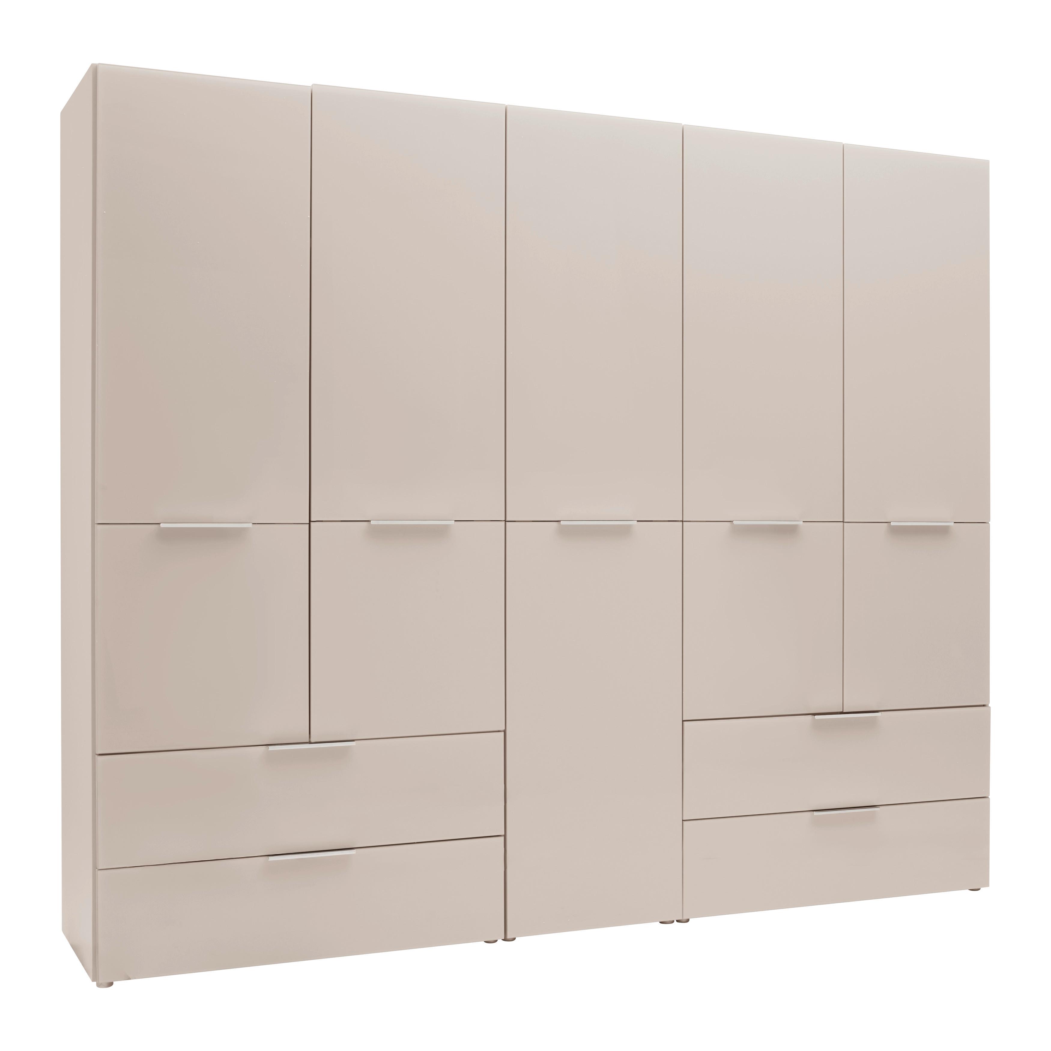 Skriňa s otočnými dverami SIENA, šírka 250 cm - kašmírová/chrómová, Konventionell, kov/kompozitné drevo (250/212/57cm)