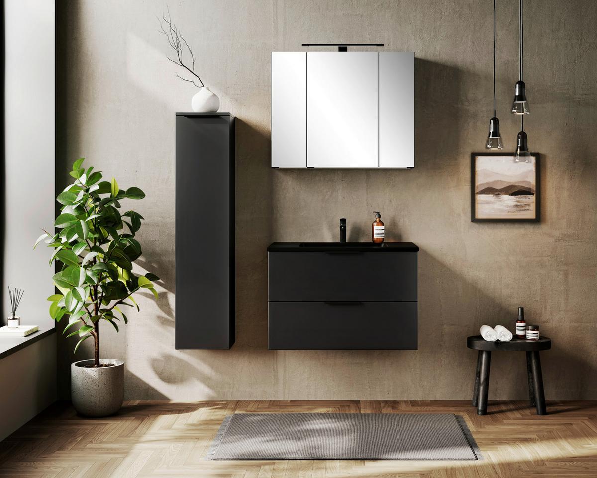 Midischrank Sevilla Schwarz, B: 30 cm - Schwarz, MODERN, Holzwerkstoff (30/130/35cm) - Held