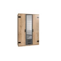 Nyílóajtós Szekrény Liverpool 135/198 Cm - grafitszürke/tölgyfa színű, Design, faalapú anyag (135/198/58cm) - MID.YOU