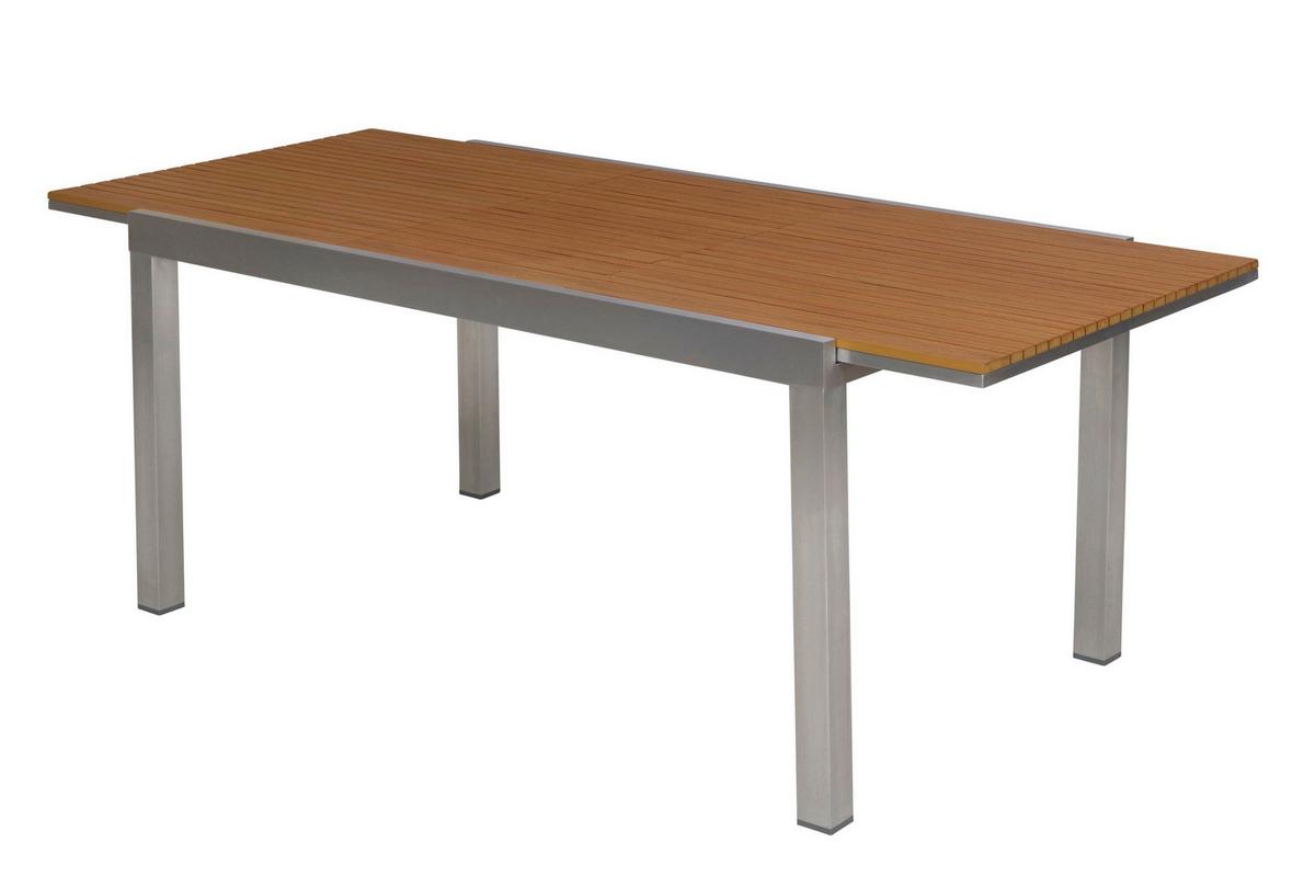 Gartentischgruppe San Remo 7 -Teilig. Grau/Natur/Silberfarben - Silberfarben/Naturfarben, KONVENTIONELL, Kunststoff/Textil - Gardenson