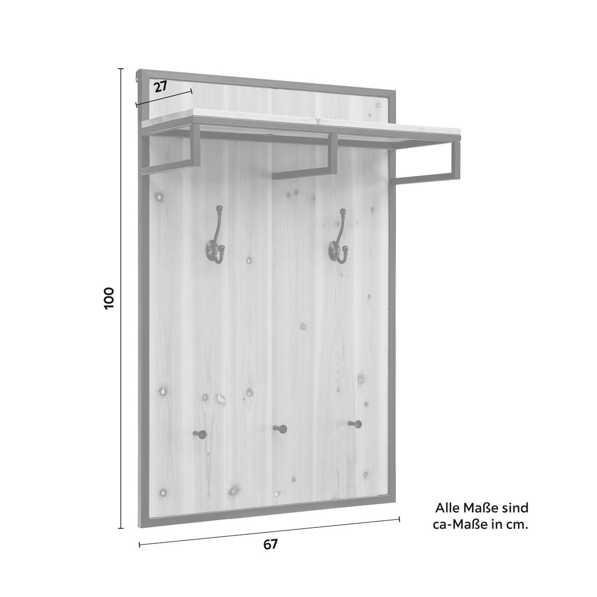 Šatný panel VITTORIA z masívu - čierna/prírodná farba, Modern, kov/drevo (67/100/27cm) - Bessagi Home