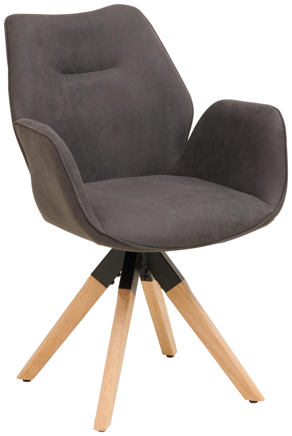 Armlehnstuhl Monza Anthrazit/Naturfarben B: 61 cm - Anthrazit/Naturfarben, MODERN, Holz/Textil (61/86/62cm) - Livetastic