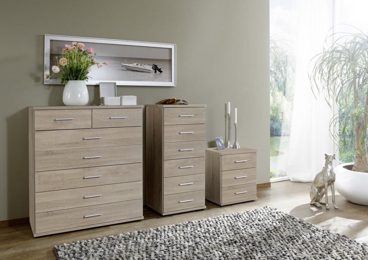 Komoda OSAKA šírka 91cm - farba duba/hliníková, Konventionell, kompozitné drevo/plast (91/106/40cm) - MID.YOU