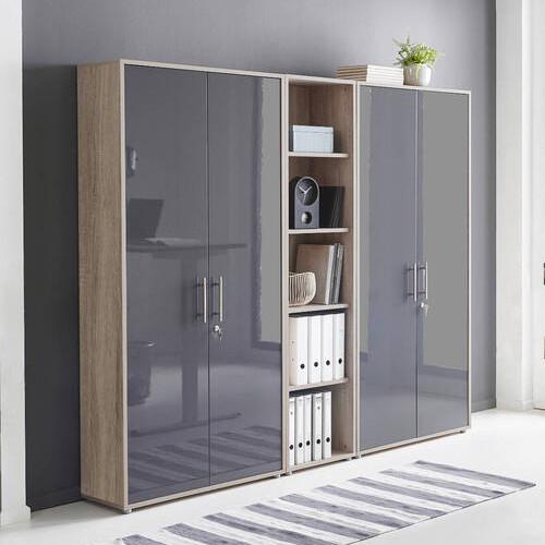 Office Edition B: 212,9 cm Sonoma Eiche/Anthrazit - Anthrazit Hochglanz/Sonoma Eiche, MODERN, Holzwerkstoff (212,9/185,6/33cm) - MID.YOU