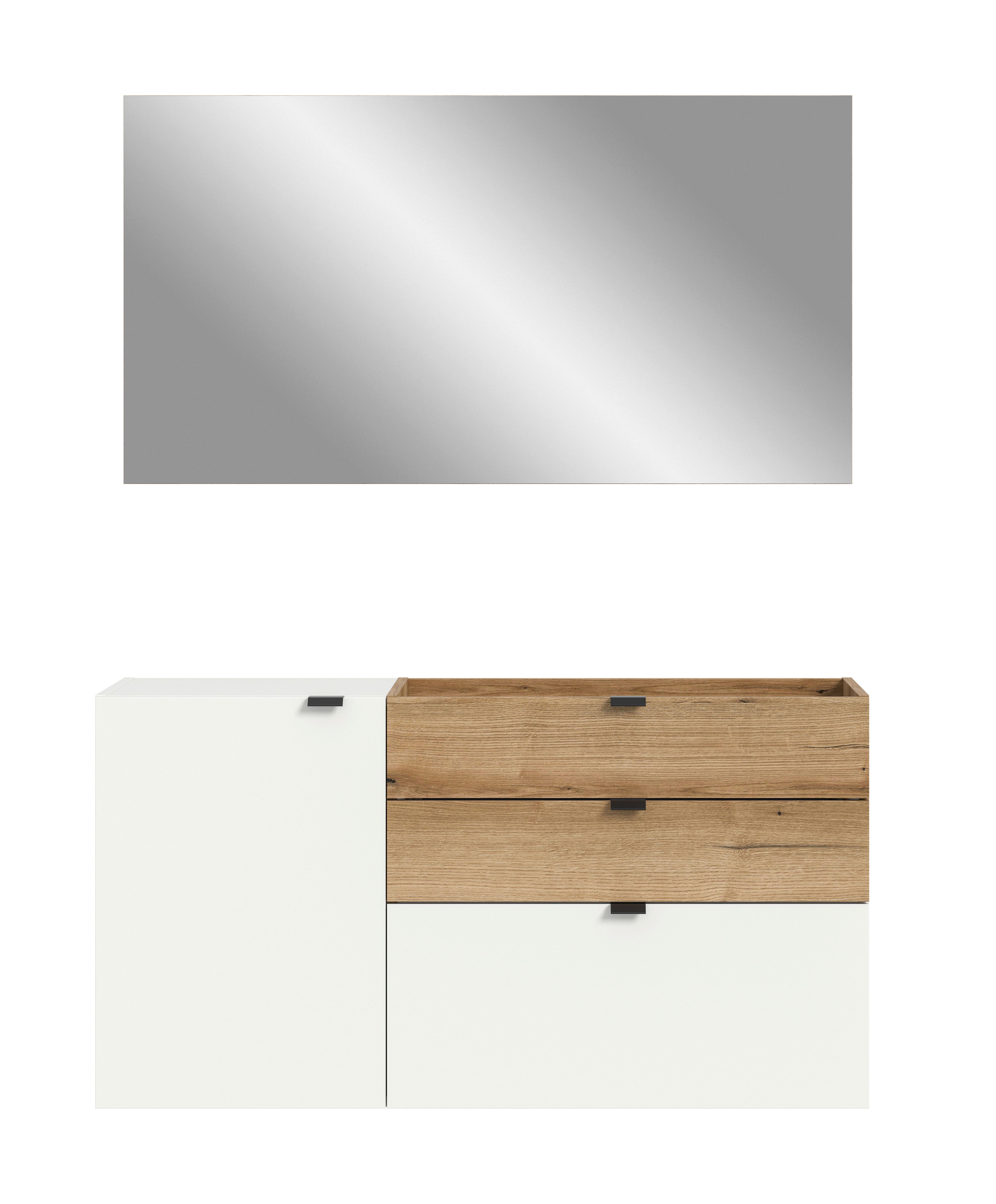 Garderobe Naro Weiß /Eiche dunkel Dekor B: 120cm - Eiche dunkel/Weiß, Design, Holzwerkstoff (120/194/37cm) - Livetastic