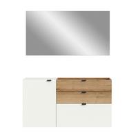 Garderobe Naro Weiß /Eiche dunkel Dekor B: 120cm - Eiche dunkel/Weiß, Design, Holzwerkstoff (120/194/37cm) - Livetastic