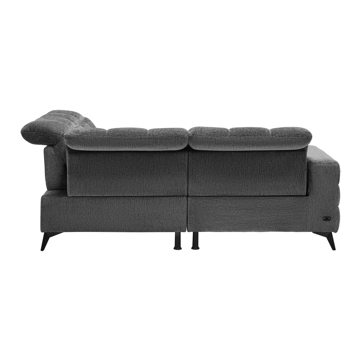 Rohová sedačka PARIS, pravá, tmavě šedá, el.relax.funkce - černá/tmavě šedá, Konvenční, kov/dřevo (215/182cm) - Mömax