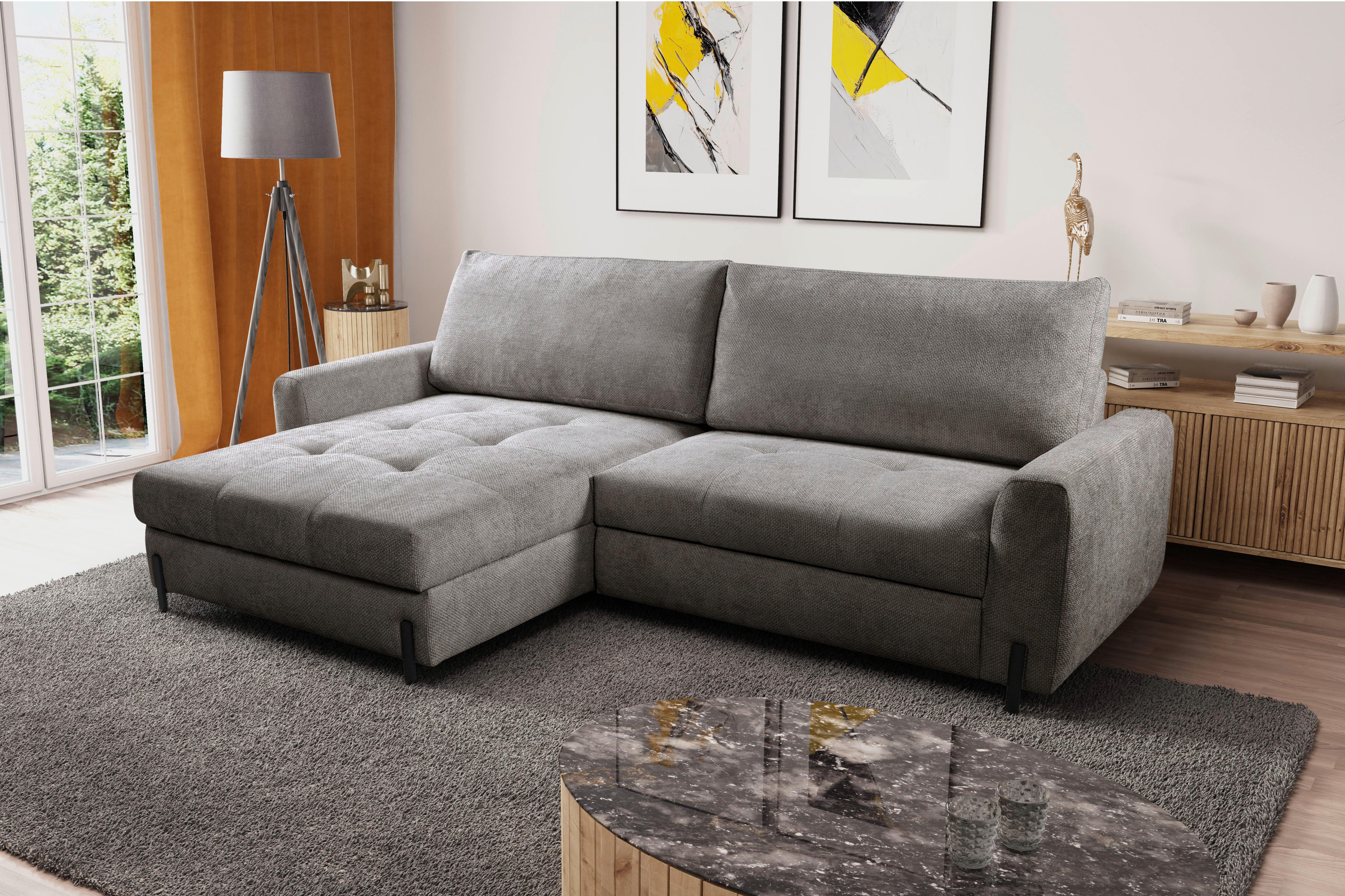 Ecksofa Naomi Graubraun/Schwarz, 162 cm - Graubraun/Schwarz, Design, Textil (162/265cm) - MID.YOU