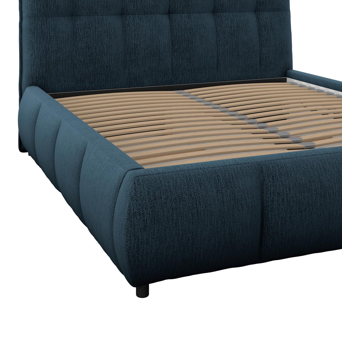 Polsterbett LIMO Dunkelblau 140x200 cm - Schwarz/Dunkelblau, KONVENTIONELL, Holz/Holzwerkstoff (140/200cm) - James Wood