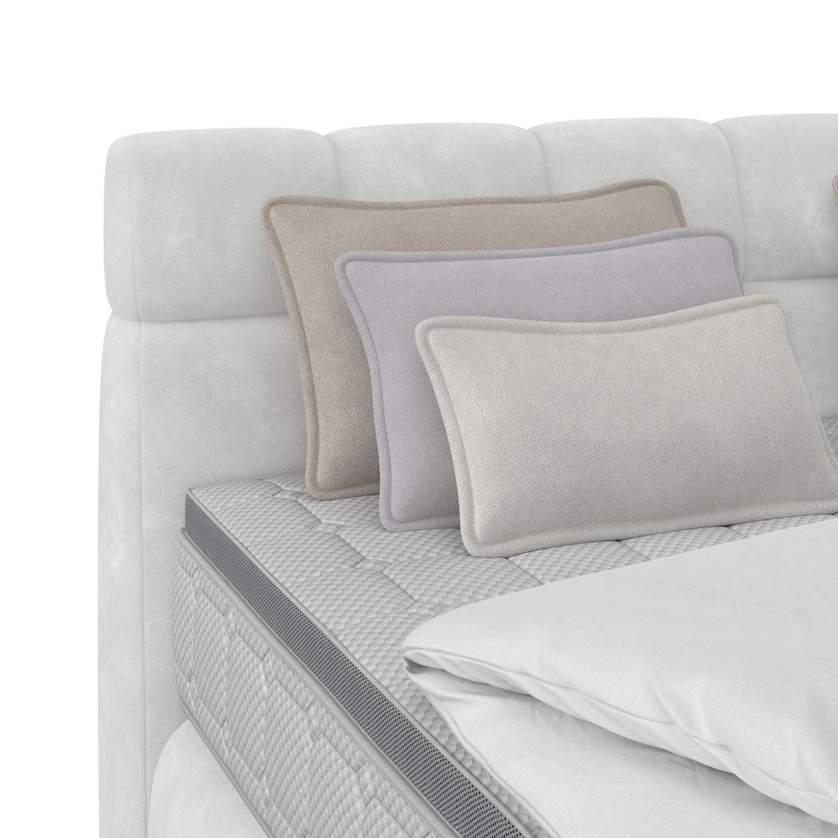 Boxspringbett Nobu Hellgrau, Lf: 180x200 cm - Hellgrau/Schwarz, Trend, Holz/Textil (180/200cm)