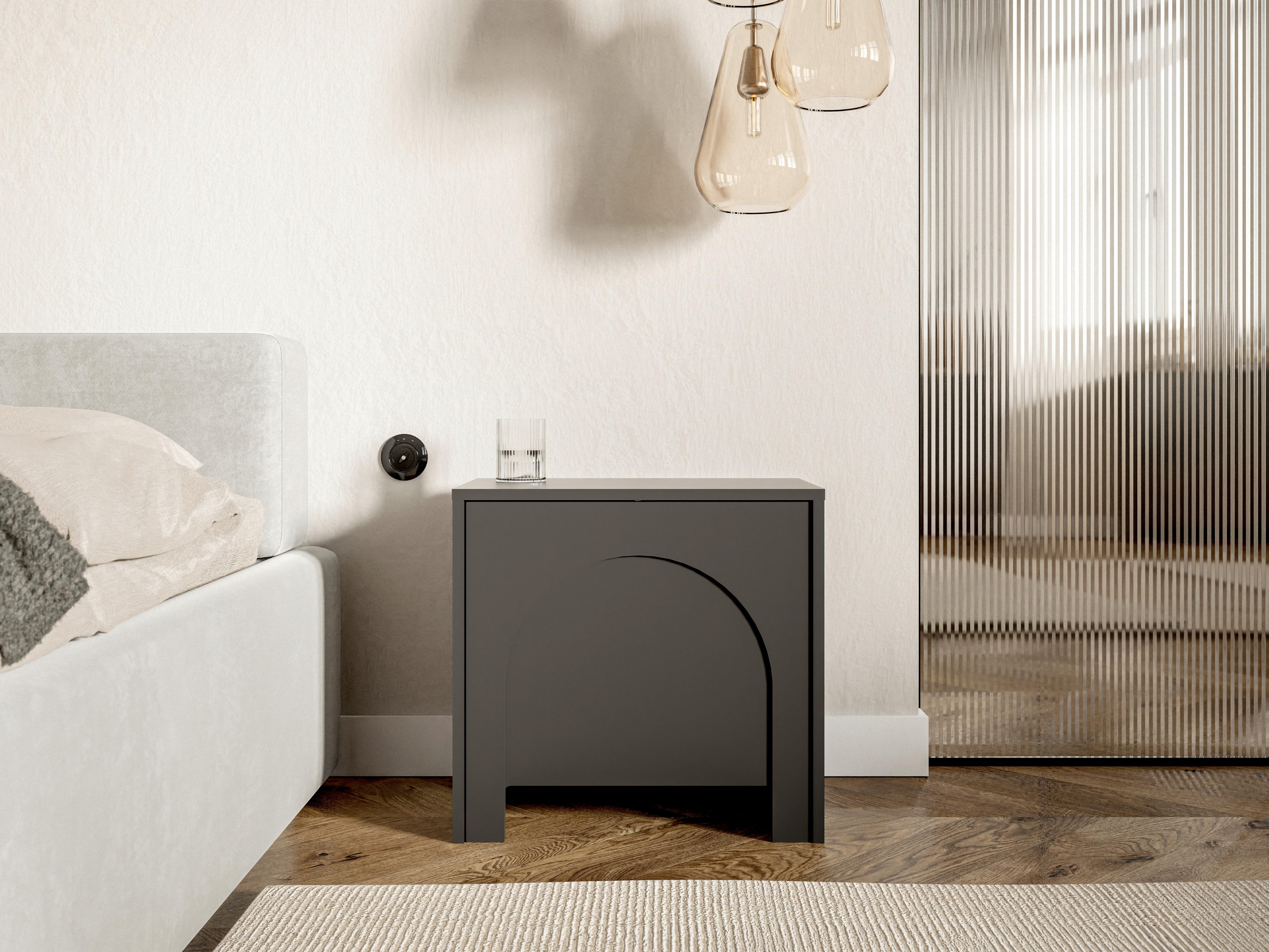 NOČNÝ STOLÍK ARCO - čierna, Design, kompozitné drevo (50/49/35cm)