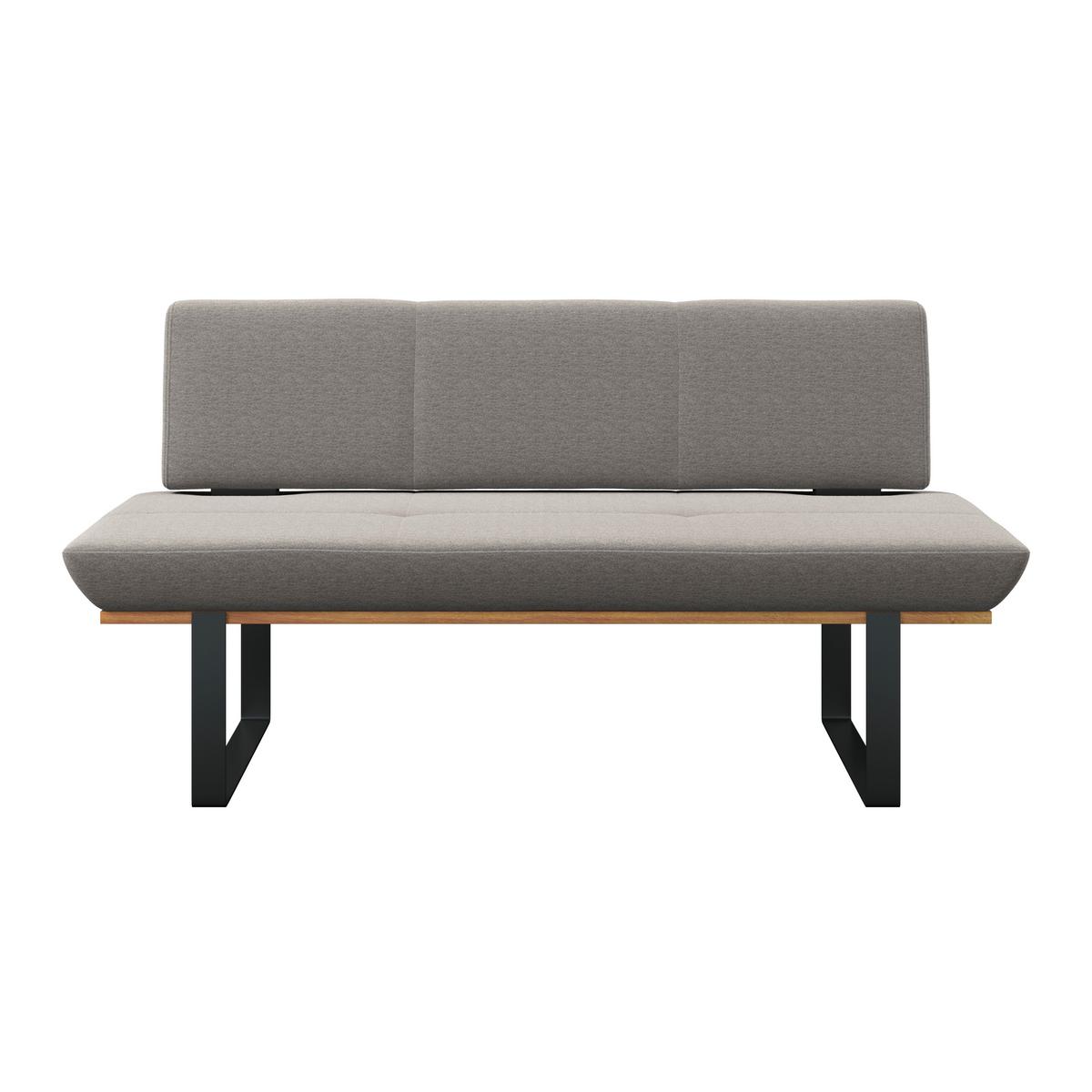 Sitzbank Tirstan Webstoff hellgrau, B: 170cm - Hellgrau/Schwarz, MODERN, Holz/Textil (170/48/90cm) - James Wood