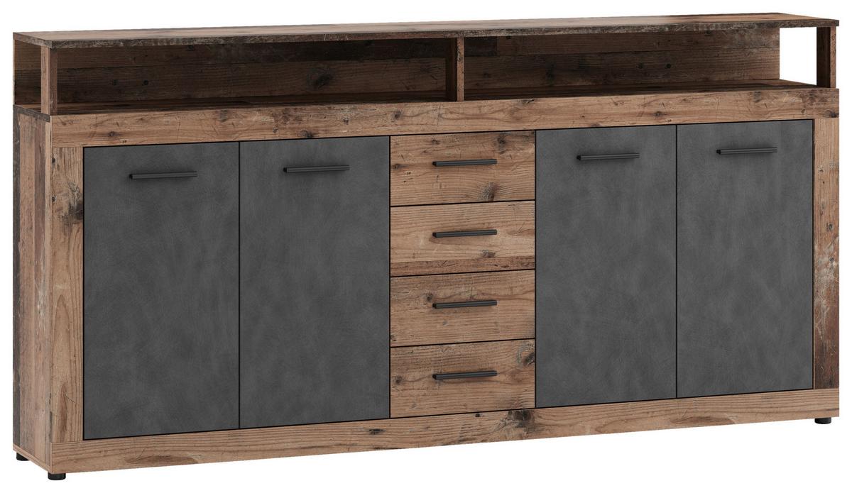 Sideboard Lupo - Alteiche/Anthrazit, Design, Holzwerkstoff (190/96/32cm) - MID.YOU
