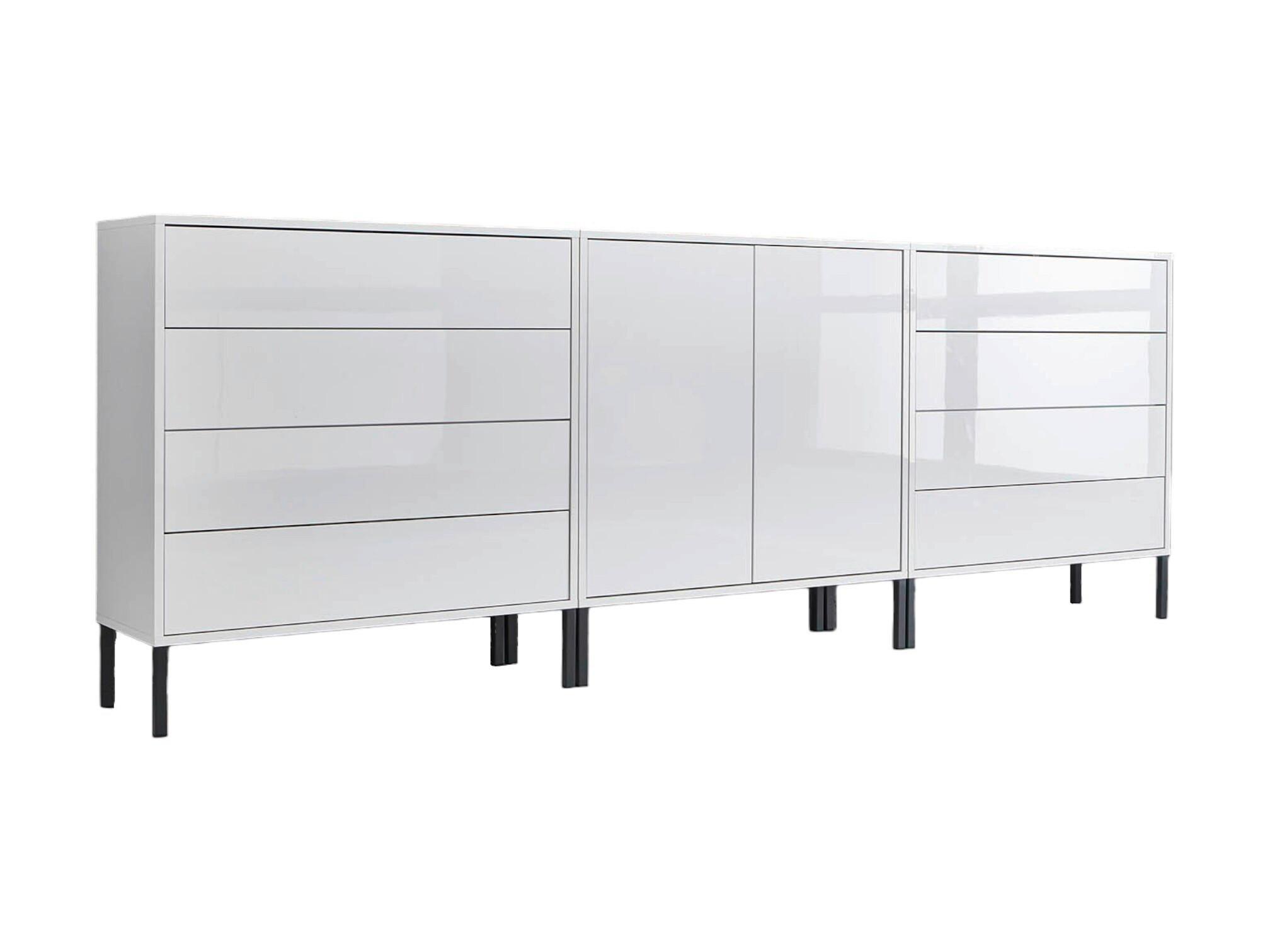 Sideboard Mailand 4 B: 237 Cm Weiß - Weiß Hochglanz/Anthrazit, MODERN, Holzwerkstoff (237/86/33cm) - MID.YOU
