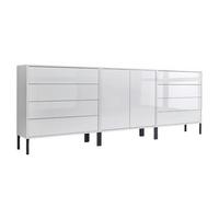 Sideboard Mailand 4 B: 237 cm Weiß - Weiß Hochglanz/Anthrazit, MODERN, Holzwerkstoff (237/86/33cm) - MID.YOU