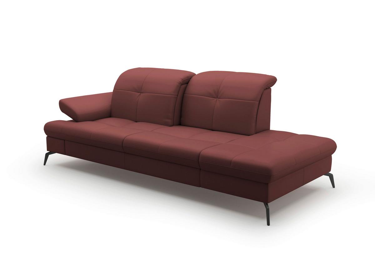 Récamiere Amica E, Rotbraun B: 231 Cm - Rotbraun/Schwarz, KONVENTIONELL, Leder/Textil (231/90/122cm) - Sit & More