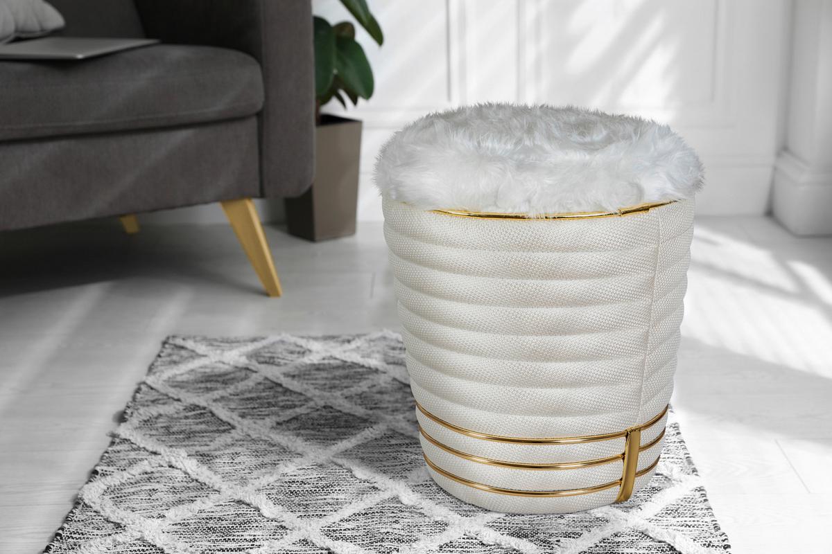 Hocker Doric 345 Beige/goldfarben D: 42 Cm - Beige/Goldfarben, Design, Textil (42/50cm) - Kayoom