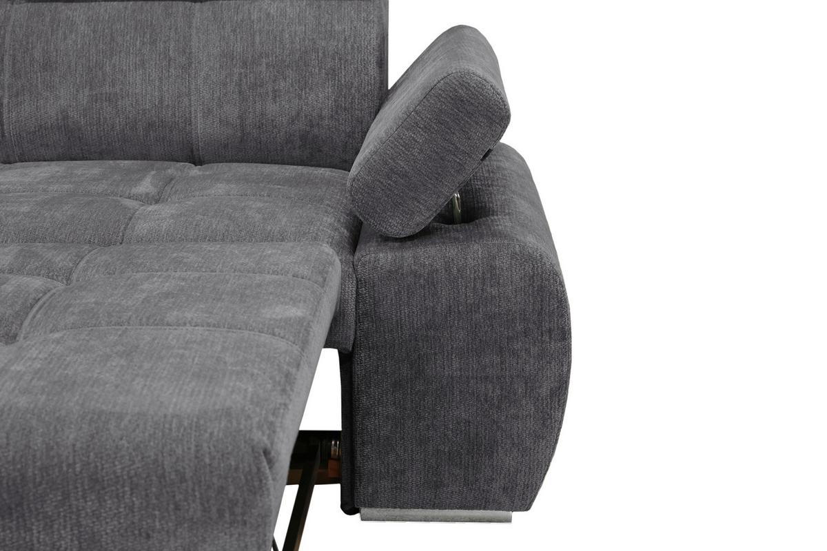 Rohová sedačka VEGAS, ľavá, tmavosivá ženilka - strieborná/tmavosivá, Design, drevo/textil (173/294cm)