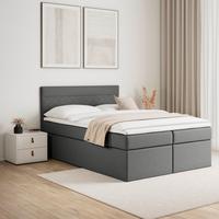 Boxspring postel s topperem Rosa 140x200 cm, tmavě šedá - šedá/černá, Moderní, dřevo/kompozitní dřevo (140/200cm) - Bessagi Home