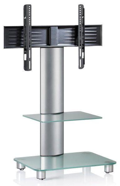 TV-Rack Bis 70" Schwenkbar mit Rollen Tosal Max. 30 Kg - Transparent/Silberfarben, KONVENTIONELL, Glas/Metall (60/100/44cm) - MID.YOU