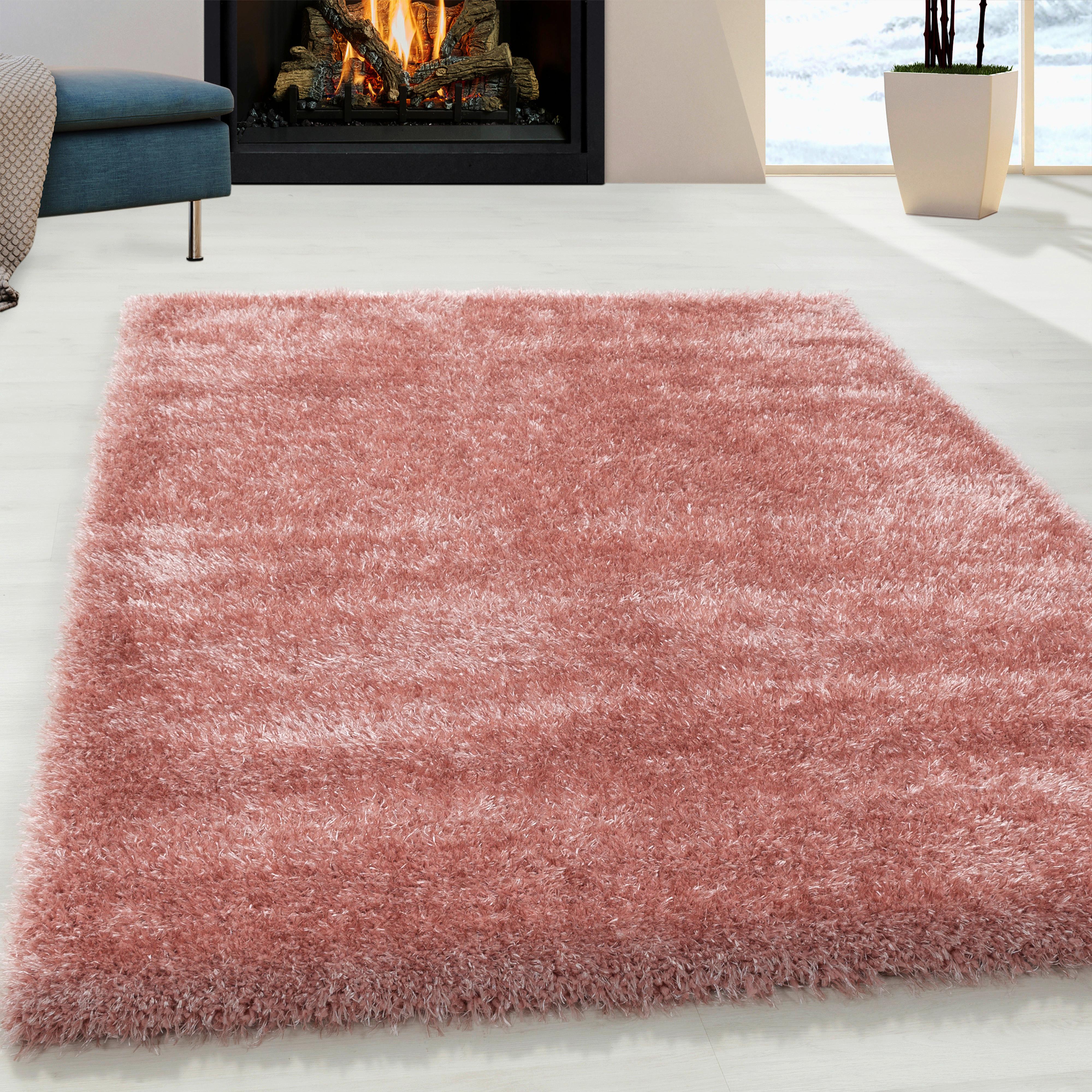 Hochflor Teppich Rosa Naturfaser Brilliant 140x200cm - Rosa, Basics, Textil (140/200cm)