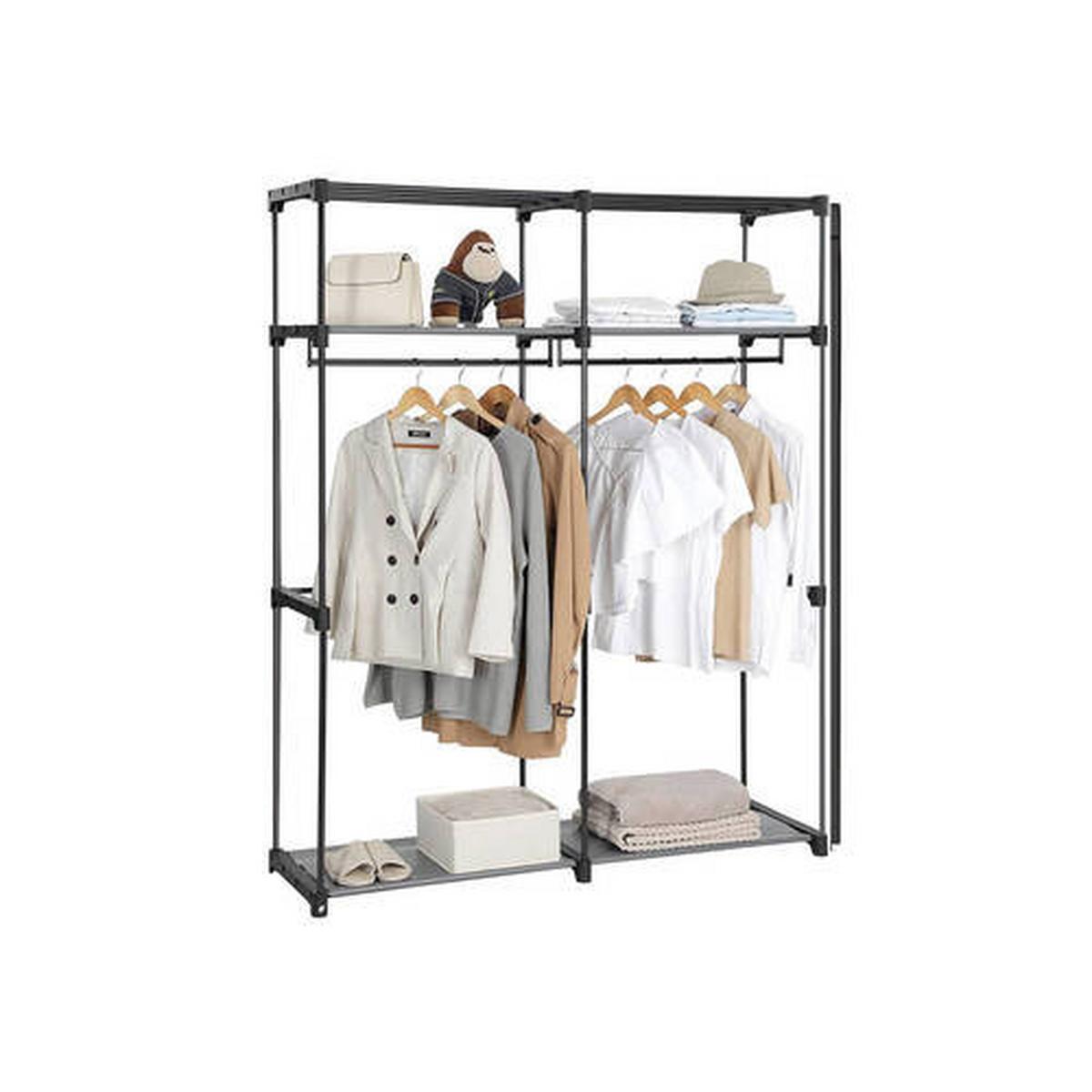 Látková skříň š. 140 cm,černá - černá, Trend, kov/textil (140/174/43cm) - Boxxx