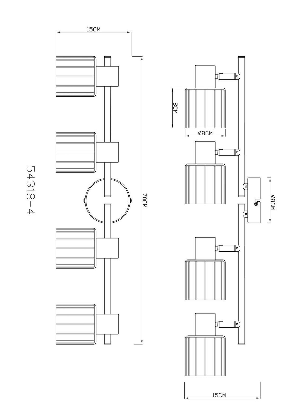 Strahler Kaffeefarben - Klar/Chromfarben, Design, Glas/Metall (70/8/15cm) - Globo