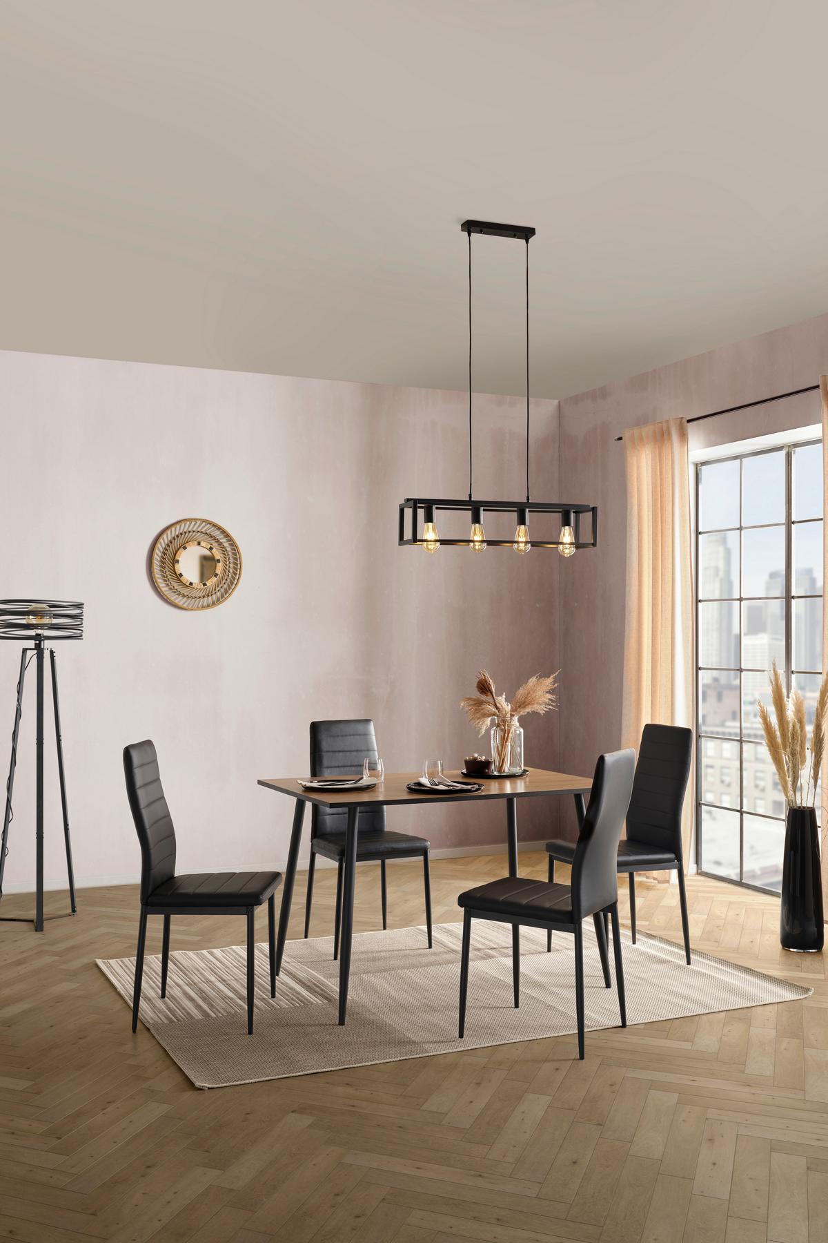 Esstisch Tom 120x76x80 Cm Naturfarben/schwarz - Schwarz/Naturfarben, KONVENTIONELL, Holzwerkstoff/Metall (120/76/80cm)