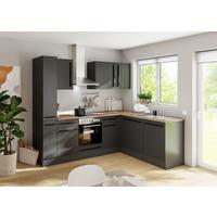 Eckküche Jazz 8 250 Schwarz S: 250x175 cm - Eichefarben/Schwarz, LIFESTYLE, Holzwerkstoff (250/175cm) - P & B
