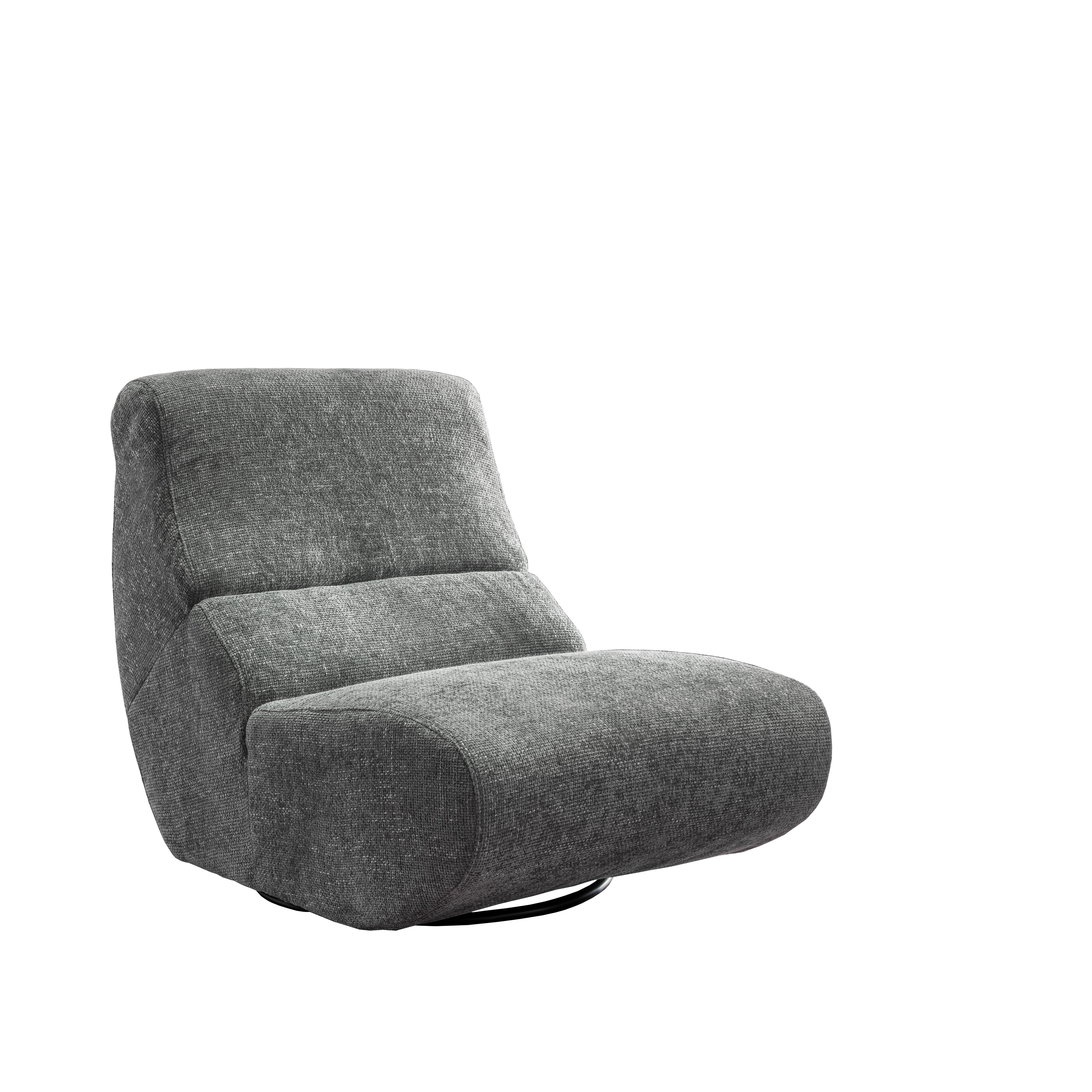 Sessel Lucera Grau 360° drehbar, B: 74 cm - Schwarz/Grau, Design, Textil (74/85/105cm) - Livetastic